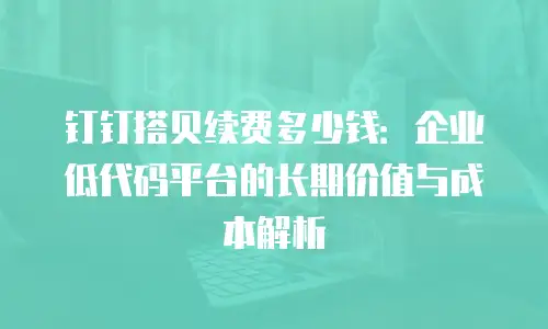 钉钉搭贝续费多少钱：企业低代码平台的长期价值与成本解析