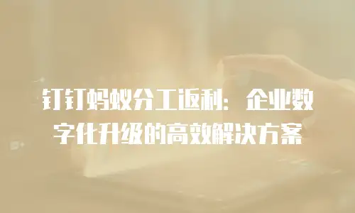 钉钉蚂蚁分工返利：企业数字化升级的高效解决方案