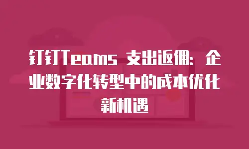 钉钉Teams 支出返佣：企业数字化转型中的成本优化新机遇