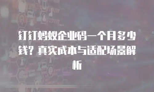 钉钉蚂蚁企业码一个月多少钱？真实成本与适配场景解析