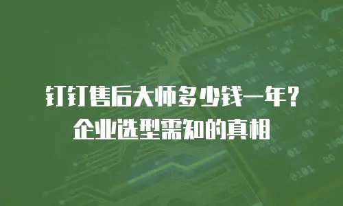 钉钉售后大师多少钱一年？企业选型需知的真相