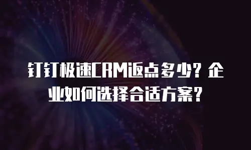 钉钉极速CRM返点多少？企业如何选择合适方案？