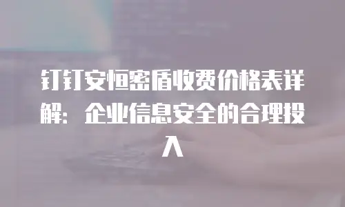 钉钉安恒密盾收费价格表详解：企业信息安全的合理投入