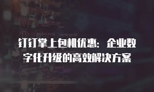 钉钉掌上包机优惠：企业数字化升级的高效解决方案