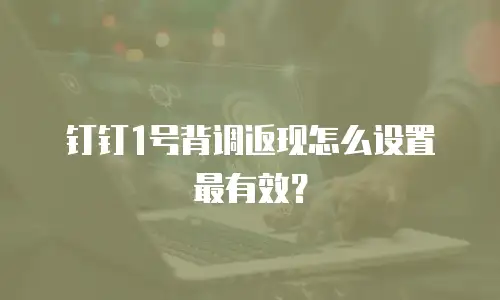 钉钉1号背调返现怎么设置最有效？