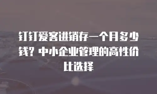 钉钉爱客进销存一个月多少钱？中小企业管理的高性价比选择