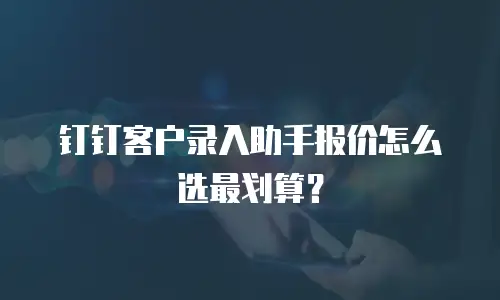 钉钉客户录入助手报价怎么选最划算？