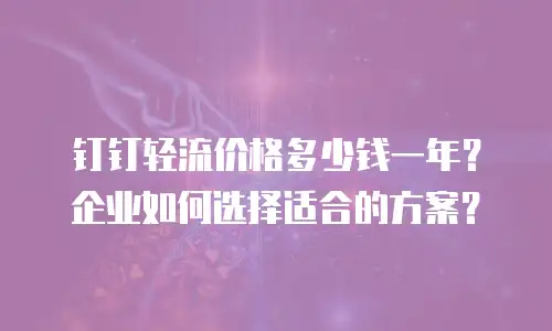 钉钉轻流价格多少钱一年？企业如何选择适合的方案？