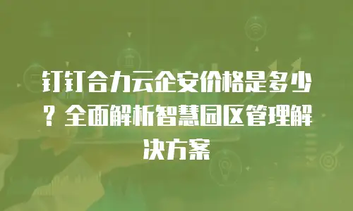 钉钉合力云企安价格是多少？全面解析智慧园区管理解决方案