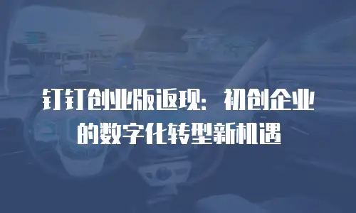 钉钉创业版返现：初创企业的数字化转型新机遇