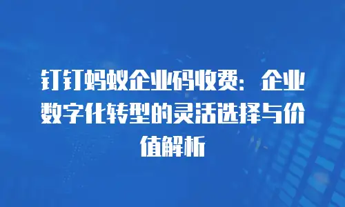 钉钉蚂蚁企业码收费：企业数字化转型的灵活选择与价值解析