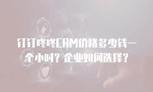 钉钉咚咚CRM价格多少钱一个小时？企业如何选择？