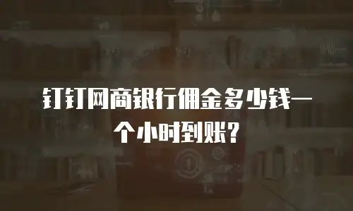 钉钉网商银行佣金多少钱一个小时到账？