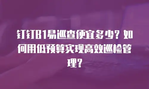 钉钉B1易巡查便宜多少？如何用低预算实现高效巡检管理？