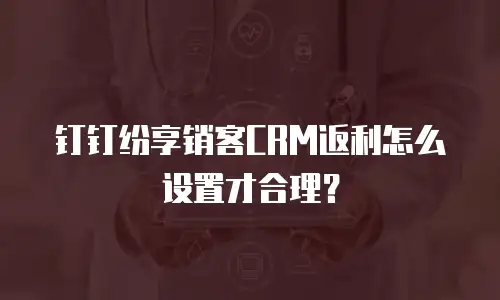 钉钉纷享销客CRM返利怎么设置才合理？