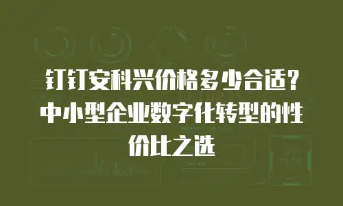 钉钉安科兴价格多少合适？中小型企业数字化转型的性价比之选