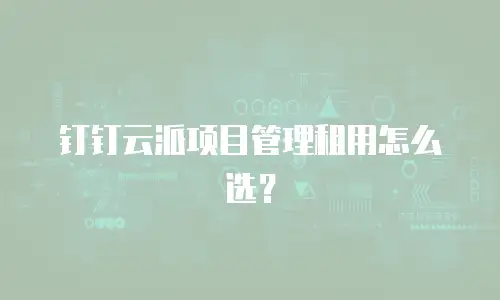 钉钉云派项目管理租用怎么选？