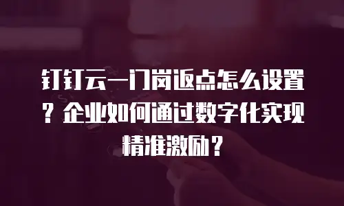 钉钉云一门岗返点怎么设置？企业如何通过数字化实现精准激励？