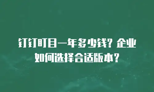 钉钉盯目一年多少钱？企业如何选择合适版本？