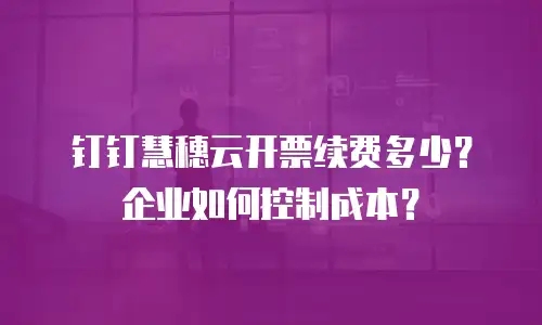 钉钉慧穗云开票续费多少？企业如何控制成本？