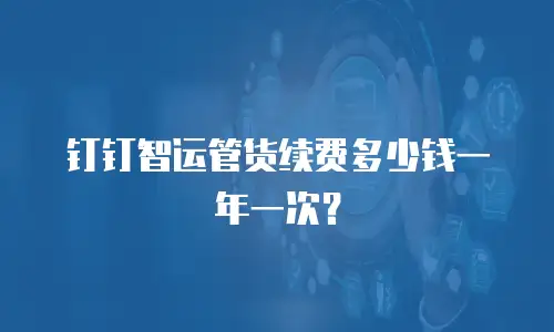 钉钉智运管货续费多少钱一年一次？