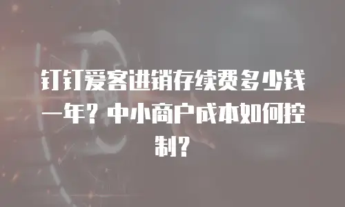 钉钉爱客进销存续费多少钱一年？中小商户成本如何控制？