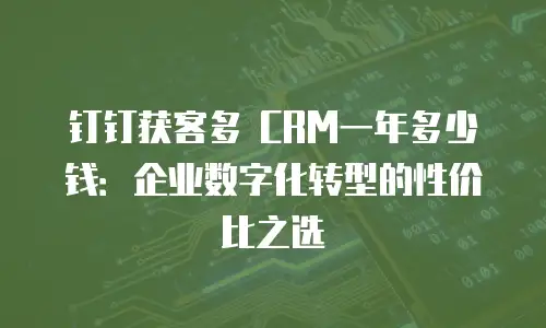 钉钉获客多 CRM一年多少钱：企业数字化转型的性价比之选