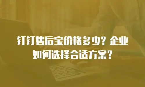 钉钉售后宝价格多少？企业如何选择合适方案？