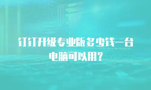 钉钉升级专业版多少钱一台电脑可以用？