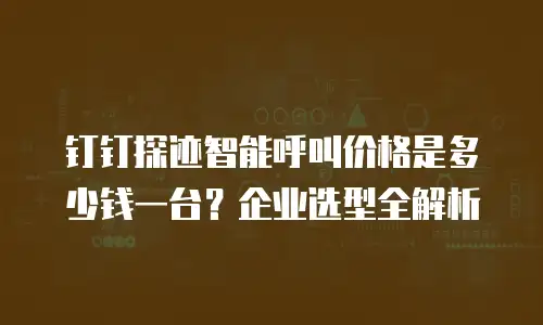 钉钉探迹智能呼叫价格是多少钱一台？企业选型全解析