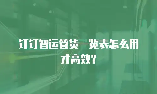 钉钉智运管货一览表怎么用才高效？