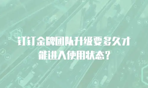 钉钉金牌团队升级要多久才能进入使用状态？
