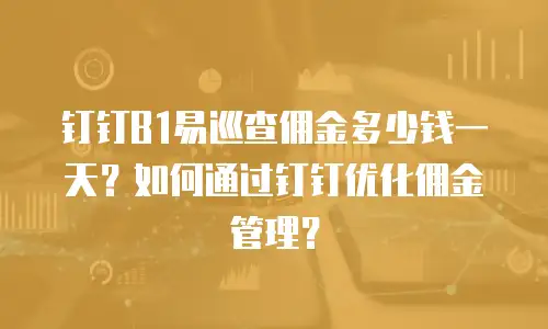 钉钉B1易巡查佣金多少钱一天？如何通过钉钉优化佣金管理？