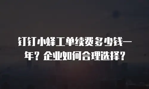 钉钉小蜂工单续费多少钱一年？企业如何合理选择？