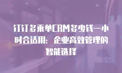 钉钉多乘单CRM多少钱一小时合适用：企业高效管理的智能选择