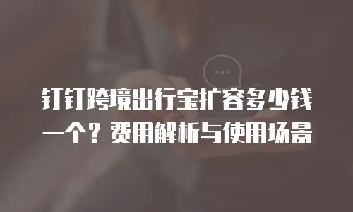 钉钉跨境出行宝扩容多少钱一个？费用解析与使用场景