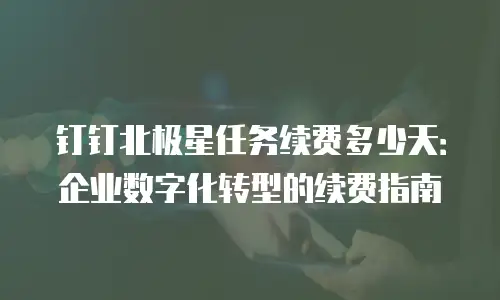 钉钉北极星任务续费多少天：企业数字化转型的续费指南