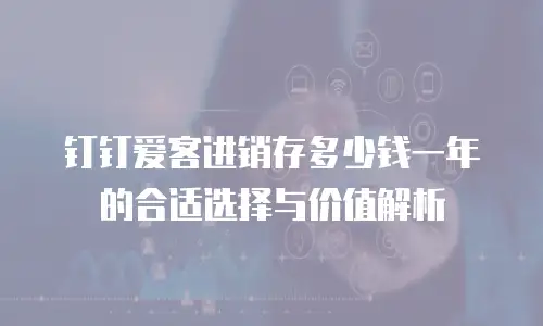 钉钉爱客进销存多少钱一年的合适选择与价值解析