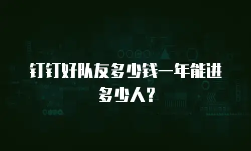 钉钉好队友多少钱一年能进多少人？