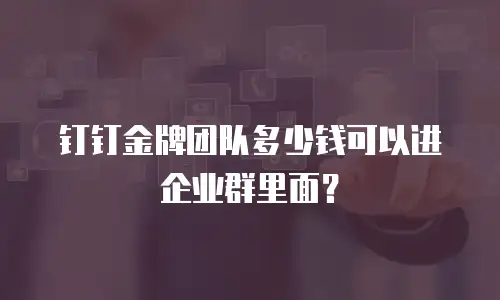 钉钉金牌团队多少钱可以进企业群里面？