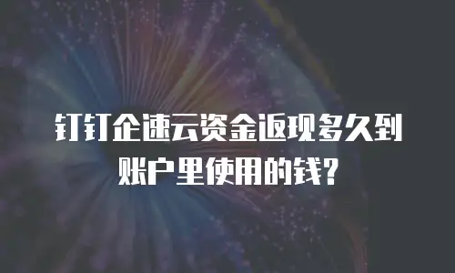 钉钉企速云资金返现多久到账户里使用的钱？