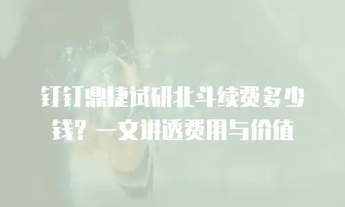 钉钉鼎捷试研北斗续费多少钱？一文讲透费用与价值
