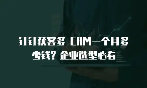 钉钉获客多 CRM一个月多少钱？企业选型必看