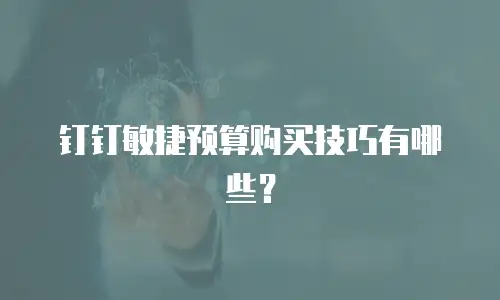 钉钉敏捷预算购买技巧有哪些？