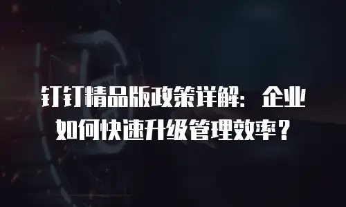 钉钉精品版政策详解：企业如何快速升级管理效率？