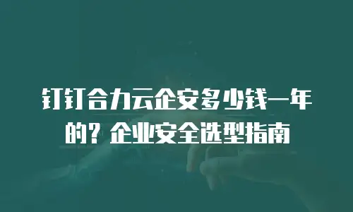 钉钉合力云企安多少钱一年的？企业安全选型指南