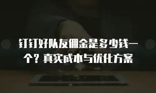 钉钉好队友佣金是多少钱一个？真实成本与优化方案