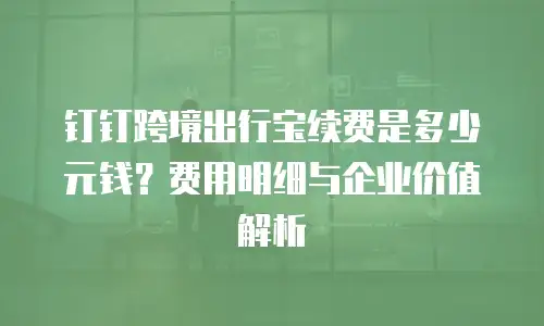 钉钉跨境出行宝续费是多少元钱？费用明细与企业价值解析