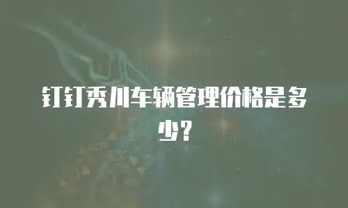 钉钉秀川车辆管理价格是多少？