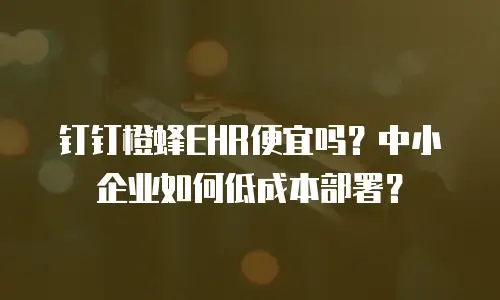 钉钉橙蜂EHR便宜吗？中小企业如何低成本部署？